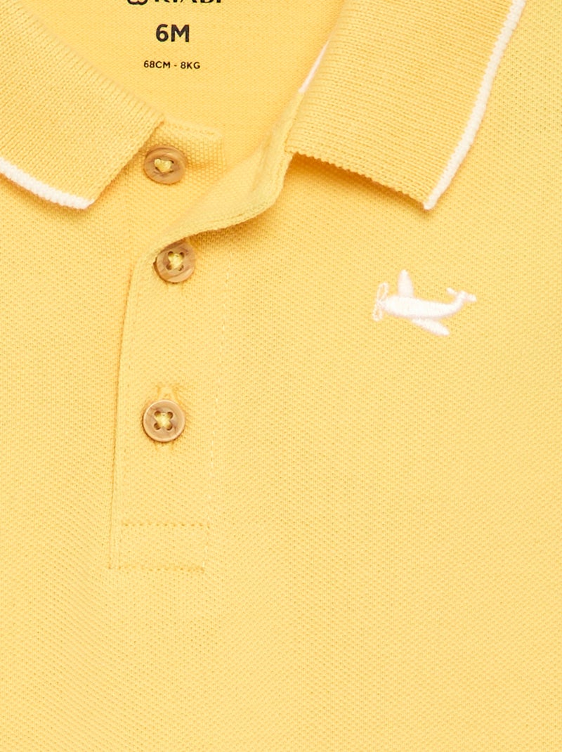 Polo en coton piqué Jaune - Kiabi