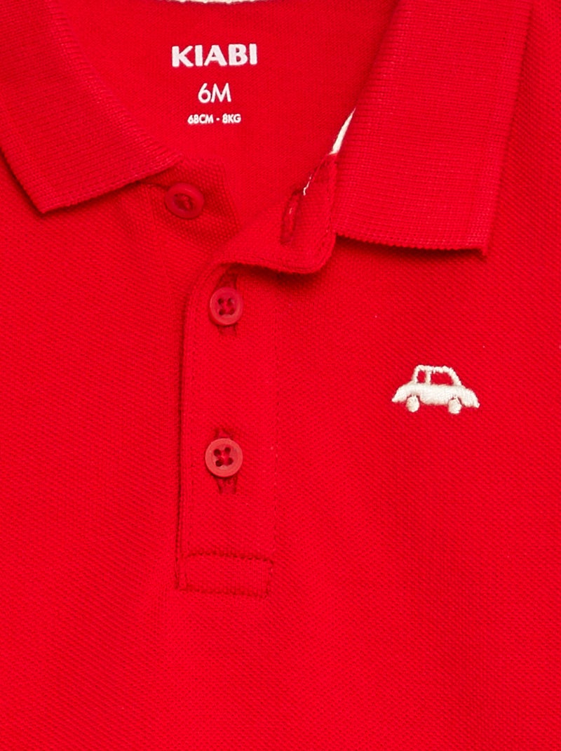 Polo en coton piqué ROUGE - Kiabi