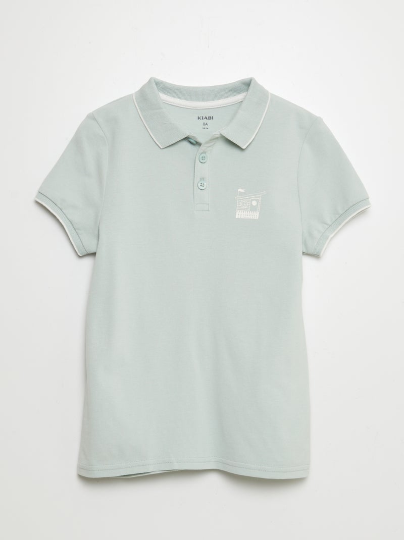 Polo en coton piqué Vert - Kiabi