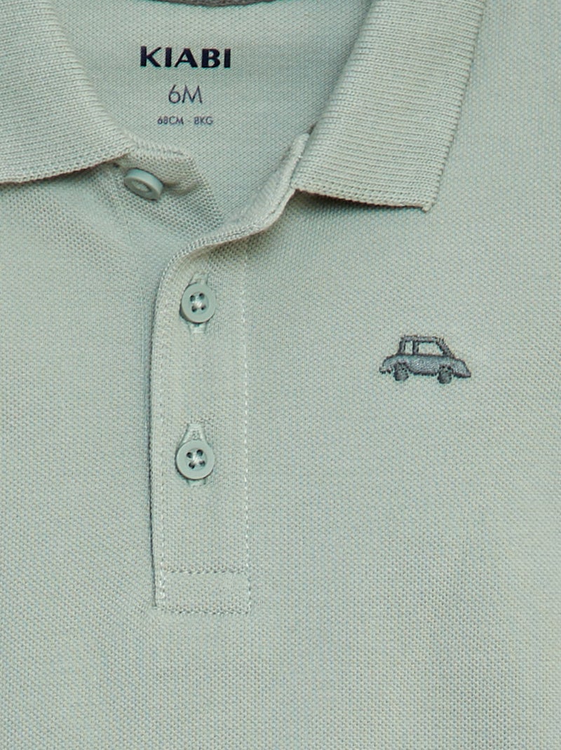 Polo en coton piqué VERT - Kiabi