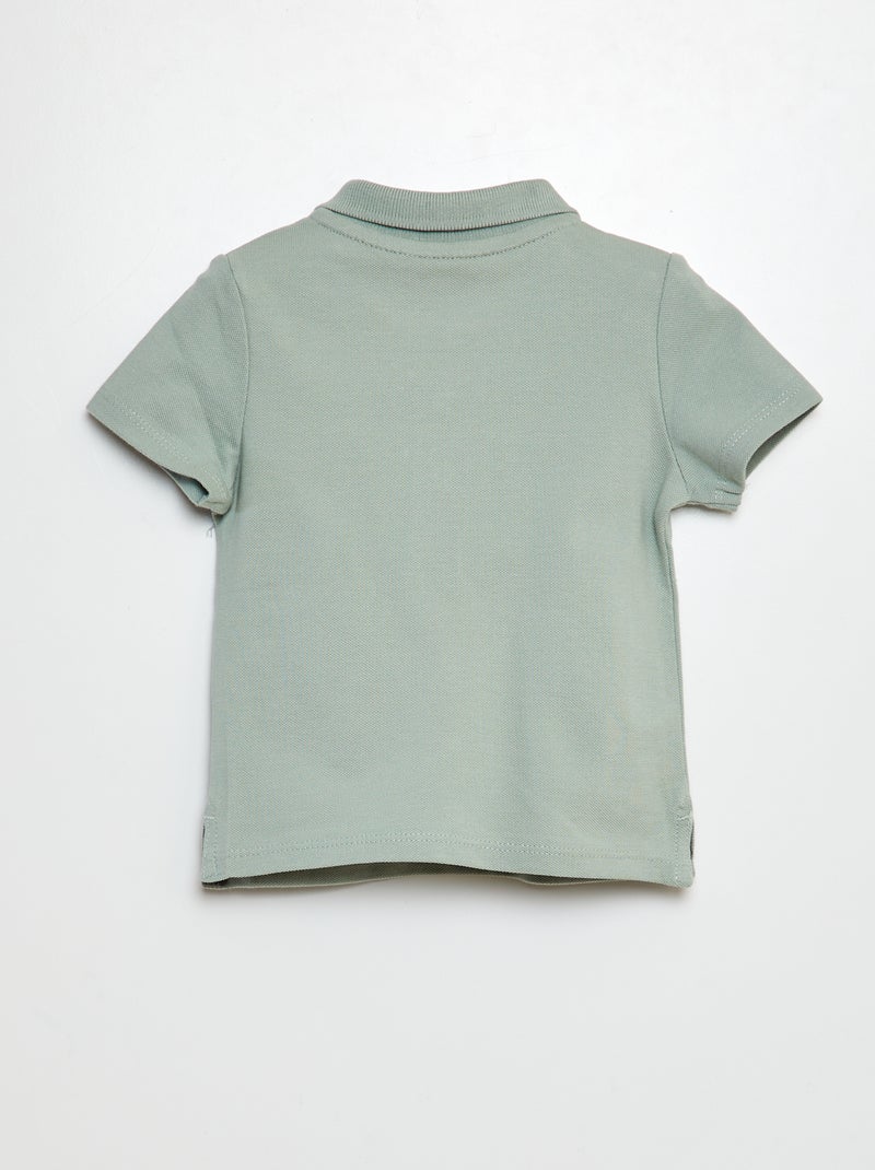 Polo en coton piqué VERT - Kiabi