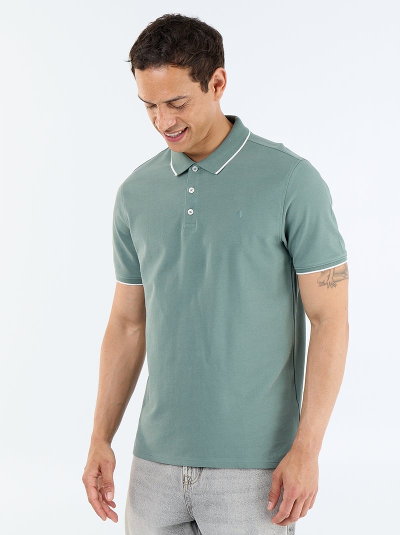 Polo en coton pour homme à manches courtes Vert - Kiabi