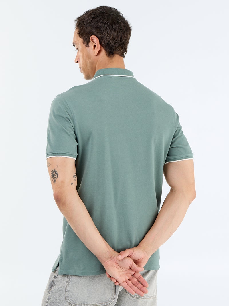 Polo en coton pour homme à manches courtes Vert - Kiabi