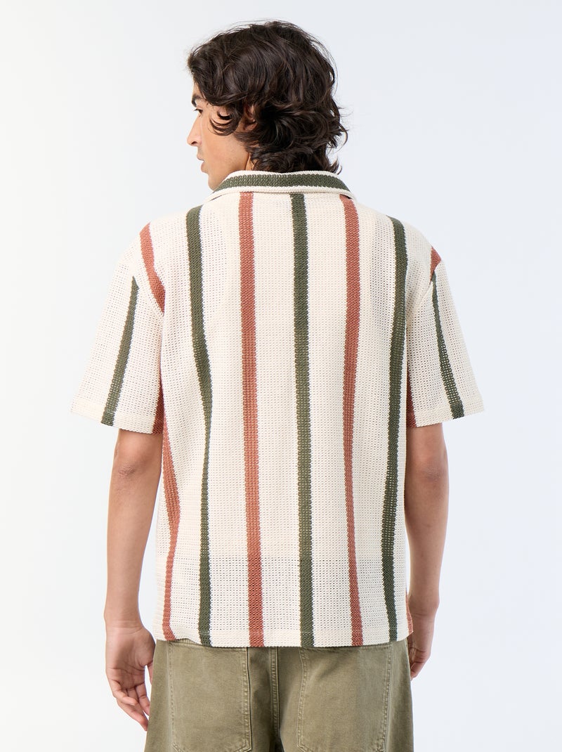Polo en coton pour homme à motif fantaisie Beige - Kiabi