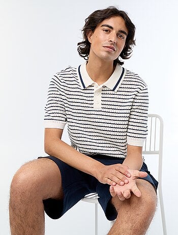 Polo en coton pour homme à motif fantaisie
