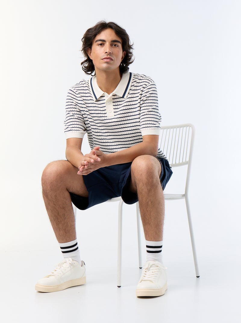 Polo en coton pour homme à motif fantaisie Beige - Kiabi