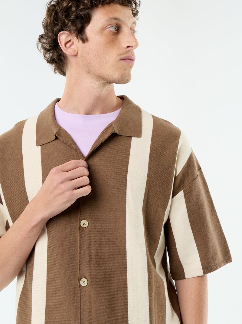 Polo en coton pour homme à motif fantaisie Marron - Kiabi