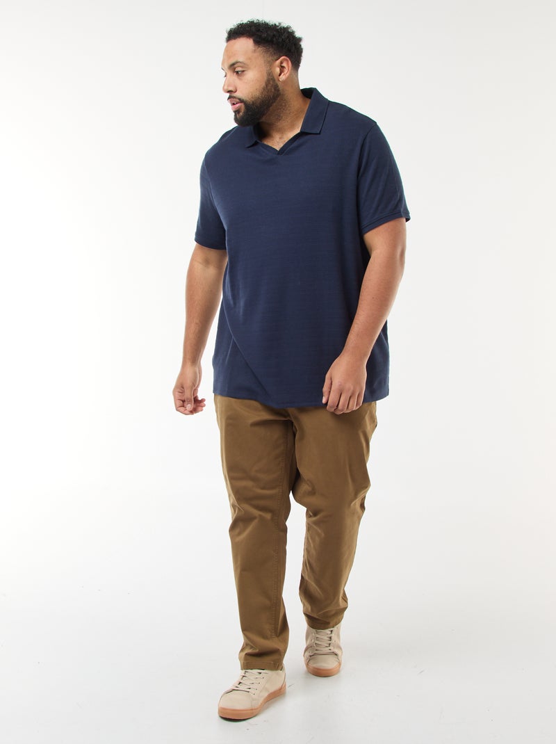 Polo en coton stretch à manches courtes Bleu - Kiabi