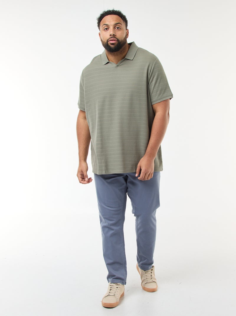 Polo en coton stretch à manches courtes Vert - Kiabi