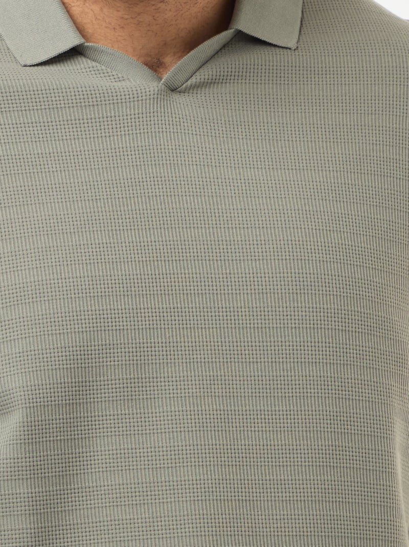 Polo en coton stretch à manches courtes Vert - Kiabi