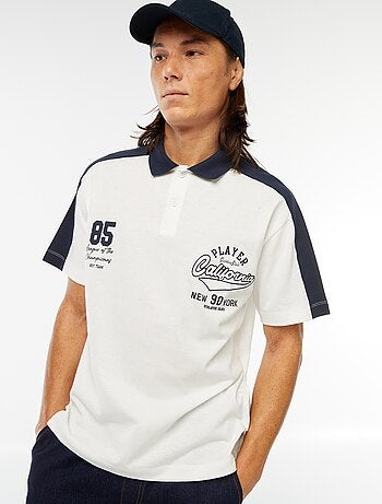 Polo en coton style équipe de baseball américaine