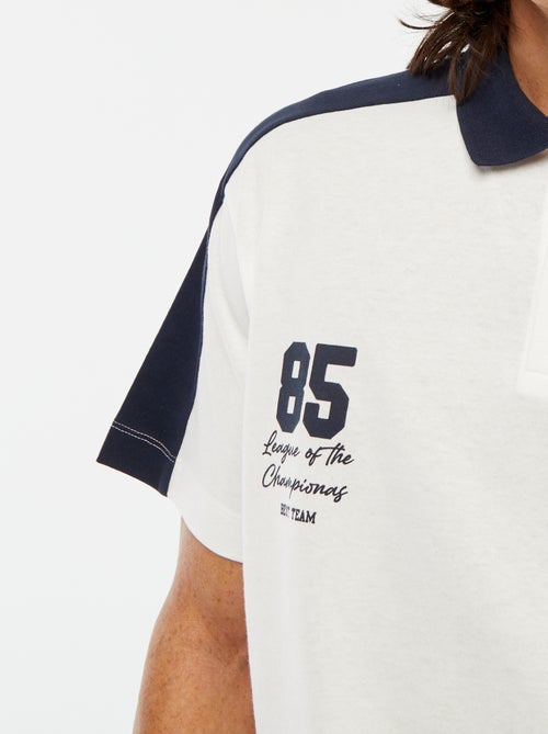 Polo en coton style équipe de baseball américaine - Kiabi