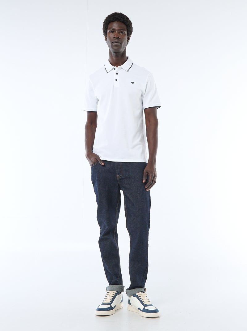Polo en coton uni à manches courtes pour homme Blanc - Kiabi