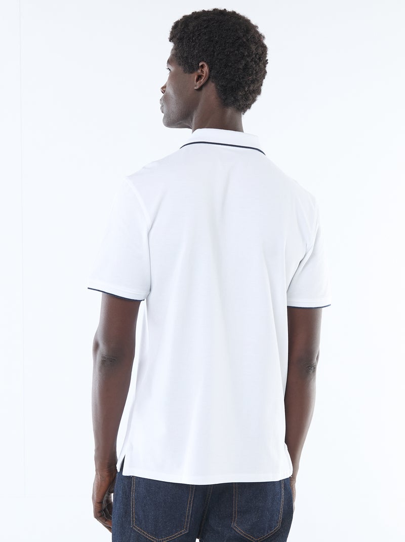 Polo en coton uni à manches courtes pour homme Blanc - Kiabi