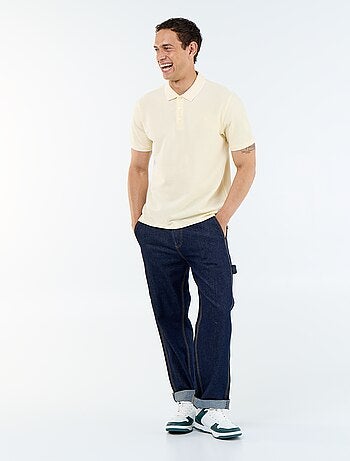 Polo en coton uni pour homme à manches courtes
