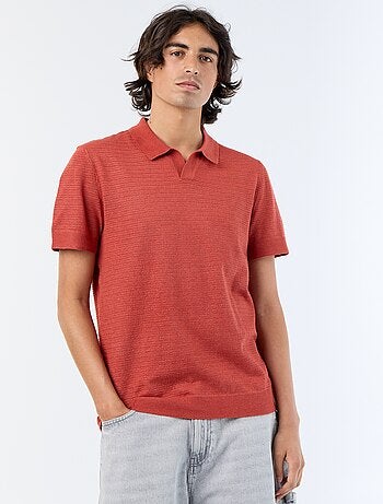 Polo homme en coton uni à manches courtes