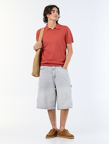 Polo homme en coton uni à manches courtes