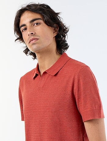 Polo homme en coton uni à manches courtes