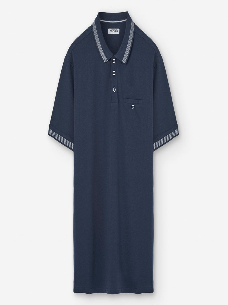 Polo en Coton Uni avec Poche Bleu foncé - Kiabi