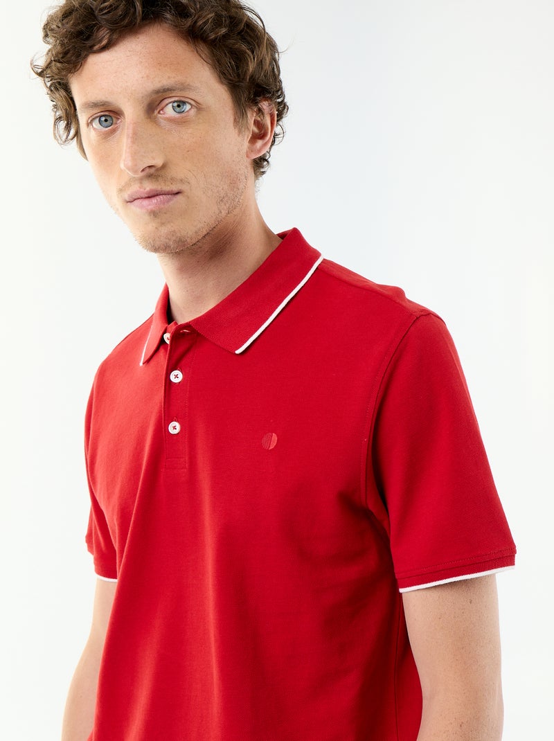 Polo en coton uni homme à manches courtes Rouge - Kiabi