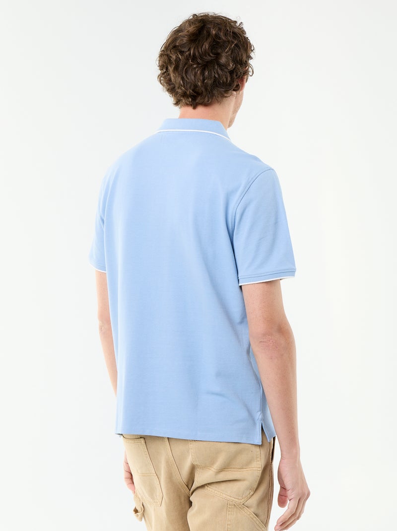 Polo en coton uni pour homme à manches courtes Bleu - Kiabi