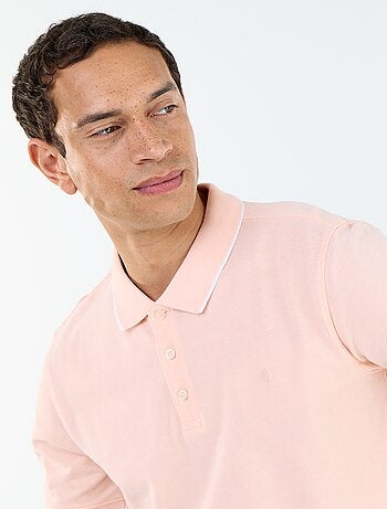 Polo en coton uni pour homme à manches courtes