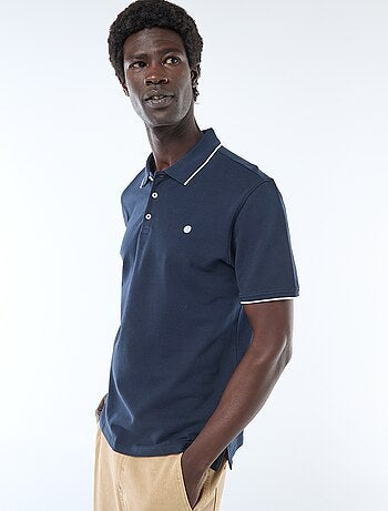 Polo en coton uni pour homme avec col polo