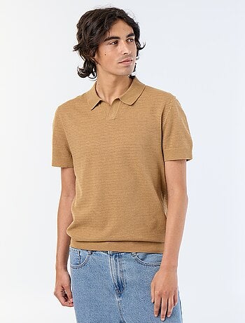 Polo homme en coton uni à manches courtes