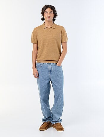 Polo homme en coton uni à manches courtes