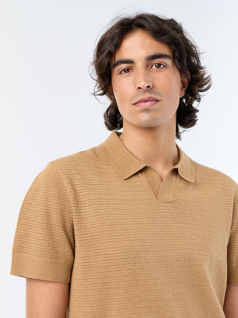 Polo en coton uni pour homme Beige - Kiabi