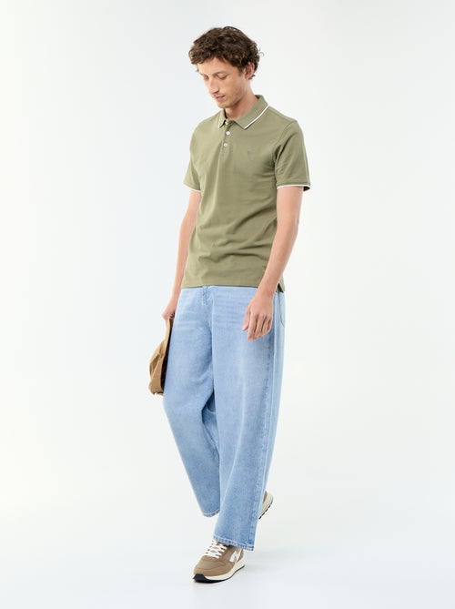 Polo en coton uni pour homme - Kiabi