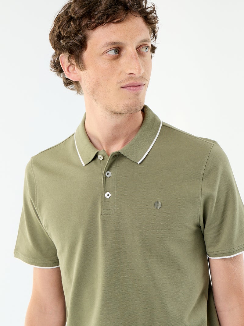 Polo en coton uni pour homme Vert - Kiabi