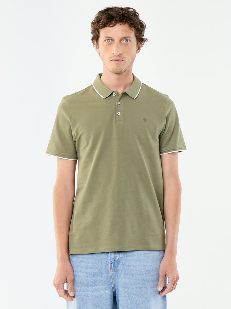 Polo en coton uni pour homme Vert - Kiabi