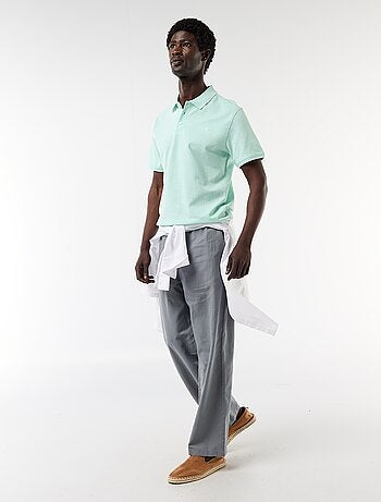 Polo en coton uni pour homme à manches courtes