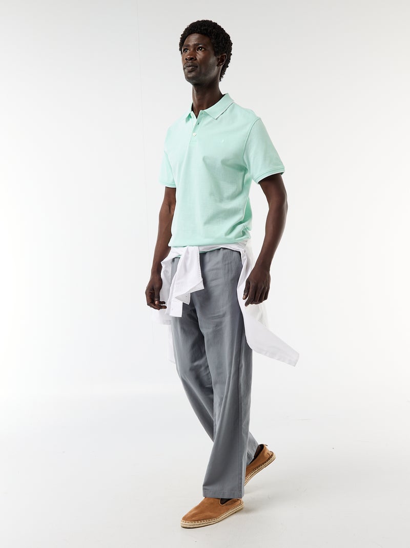 Polo en coton uni pour homme Vert - Kiabi