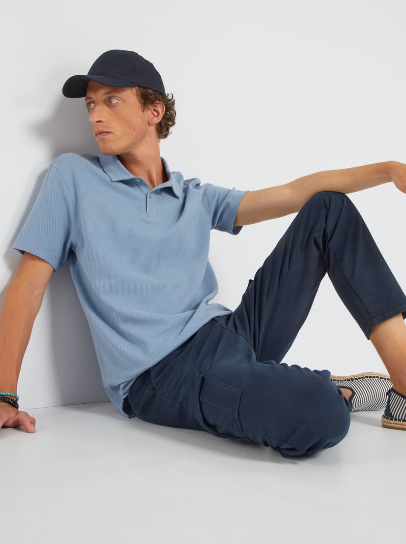 Polo en jacquard uni Bleu ciel - Kiabi
