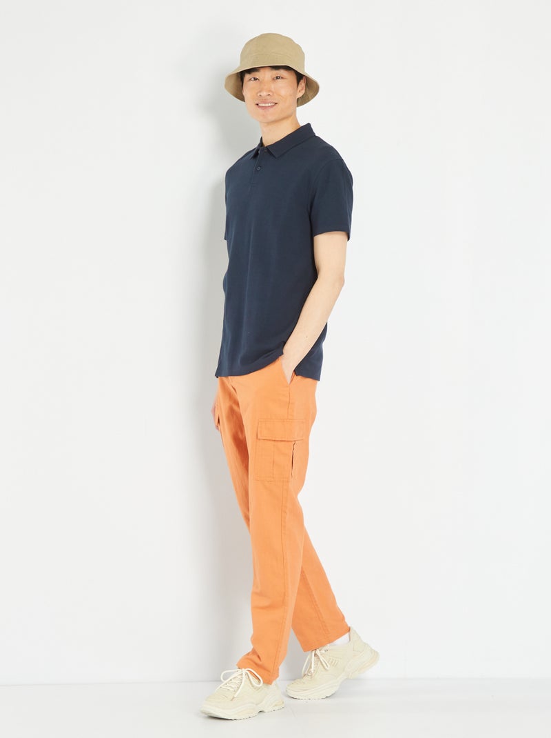 Polo en jacquard uni Bleu marine - Kiabi