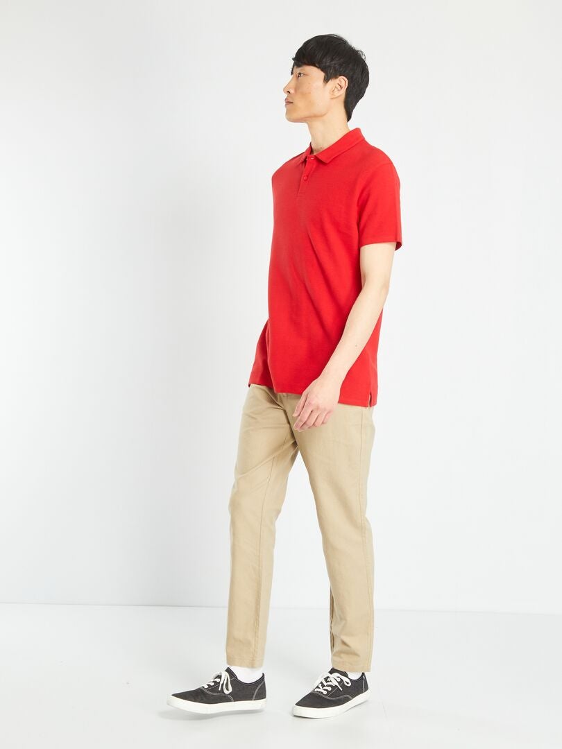 Polo en jacquard uni Rouge - Kiabi