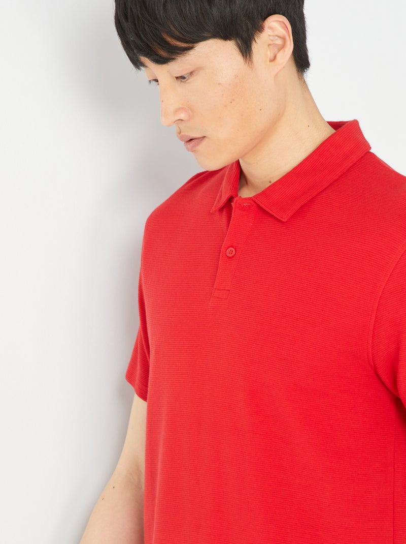 Polo en jacquard uni Rouge - Kiabi