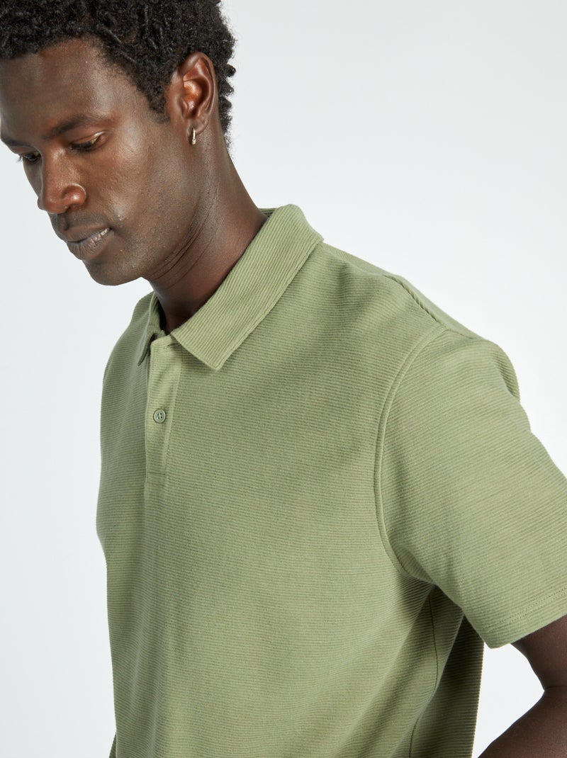 Polo en jacquard uni Vert - Kiabi