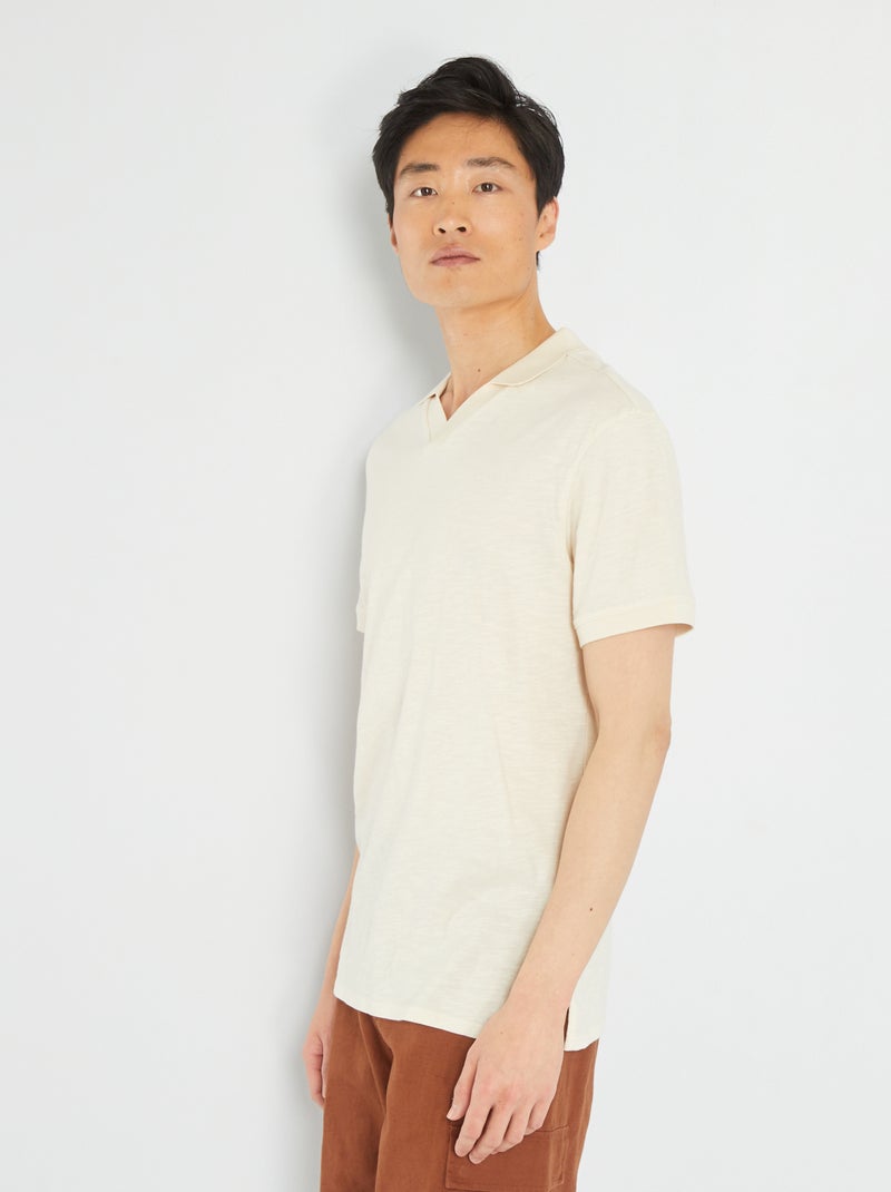 Polo en jersey à manches courtes Beige - Kiabi