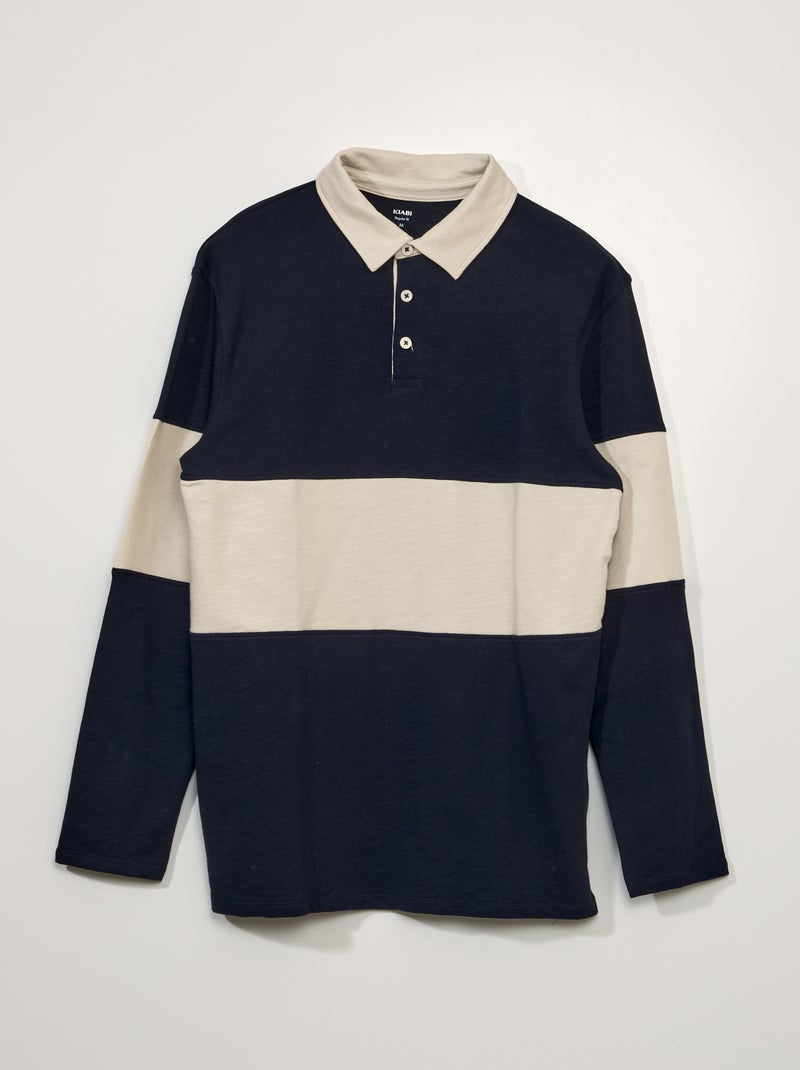 Polo en jersey à manches longues + 1m90 Bleu - Kiabi