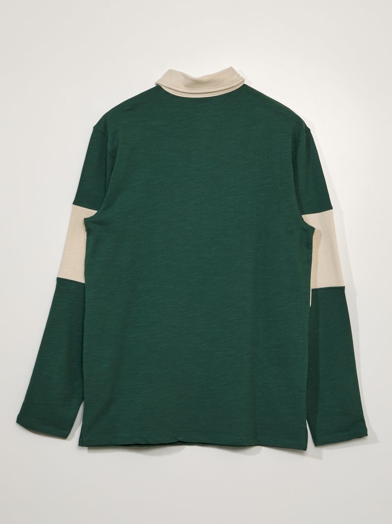 Polo en jersey à manches longues + 1m90 Vert - Kiabi