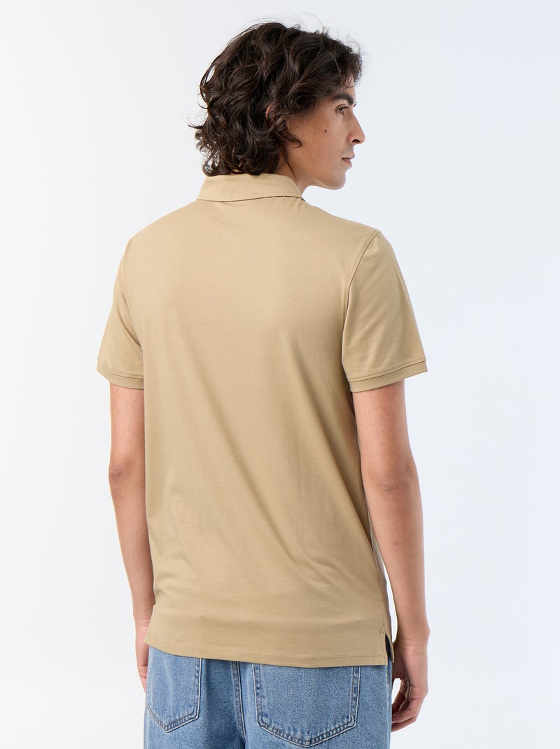 Polo en jersey avec col boutonné Beige - Kiabi