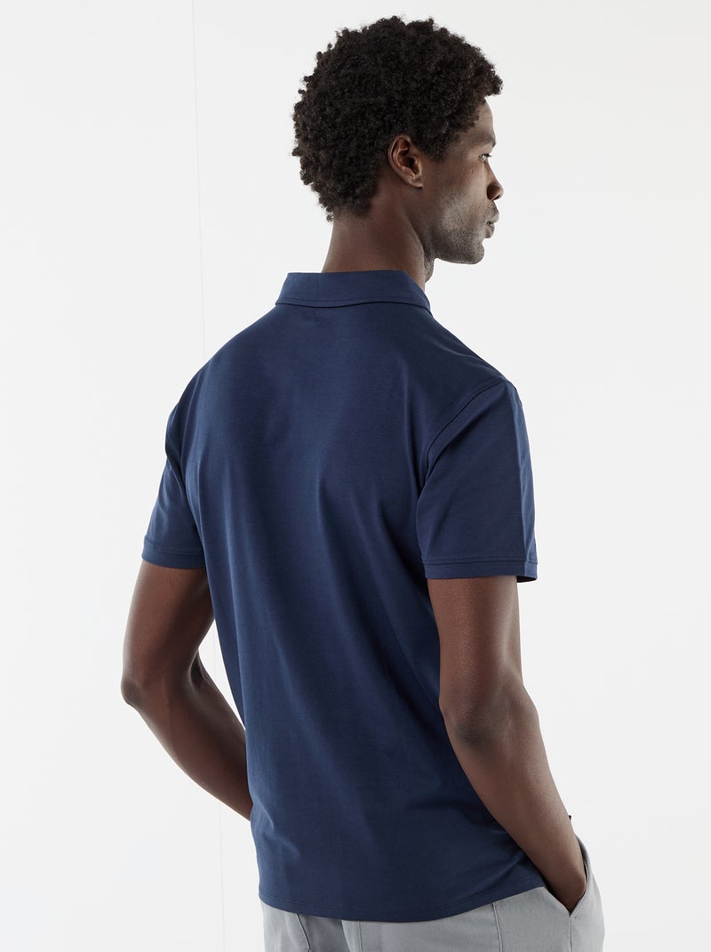 Polo en jersey avec col boutonné Noir - Kiabi