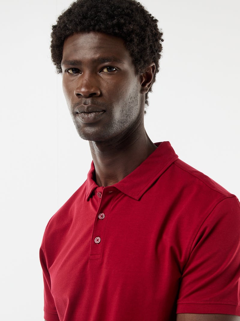 Polo en jersey avec col boutonné Rouge - Kiabi