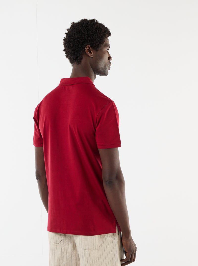 Polo en jersey avec col boutonné Rouge - Kiabi