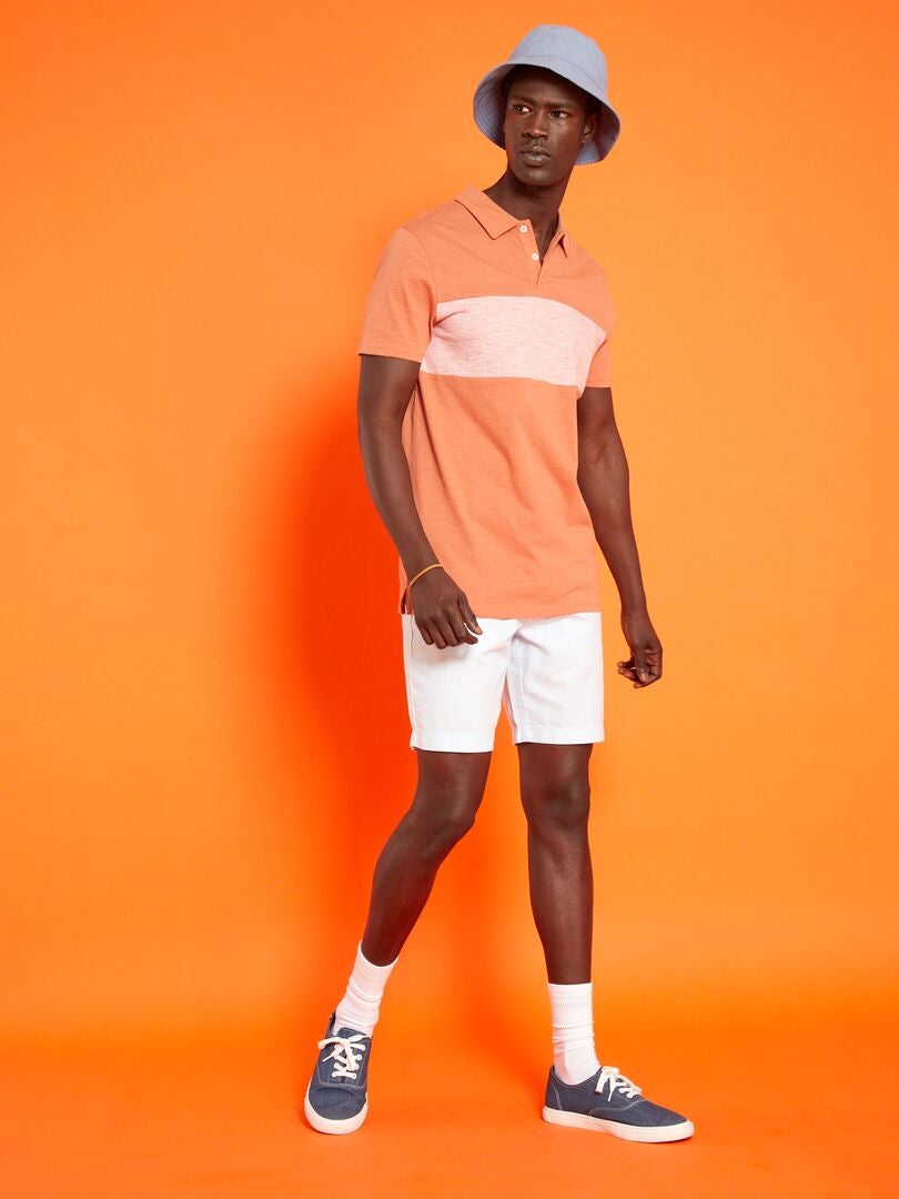 Polo en jersey avec imprimé à rayures Orange - Kiabi