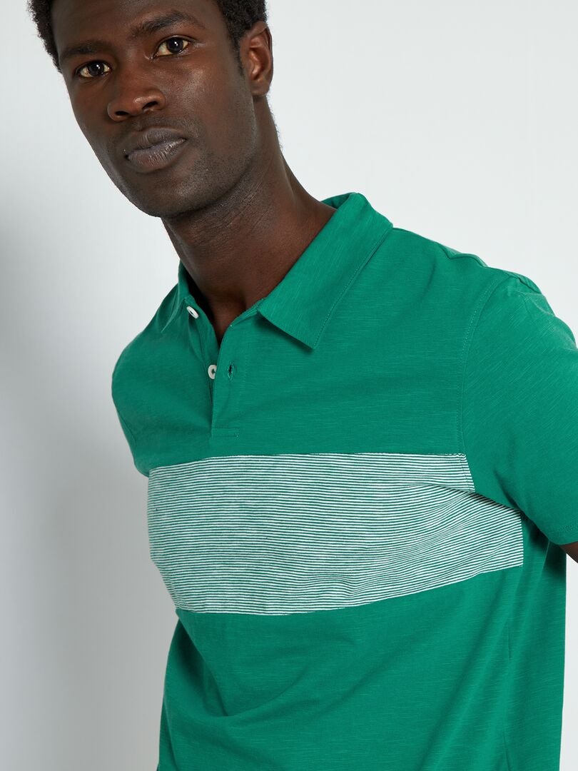 Polo en jersey avec imprimé à rayures Vert - Kiabi