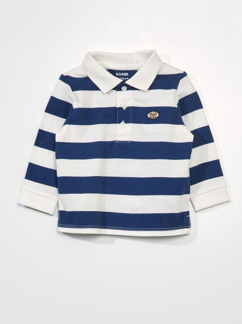 Polo en jersey Bleu/blanc - Kiabi
